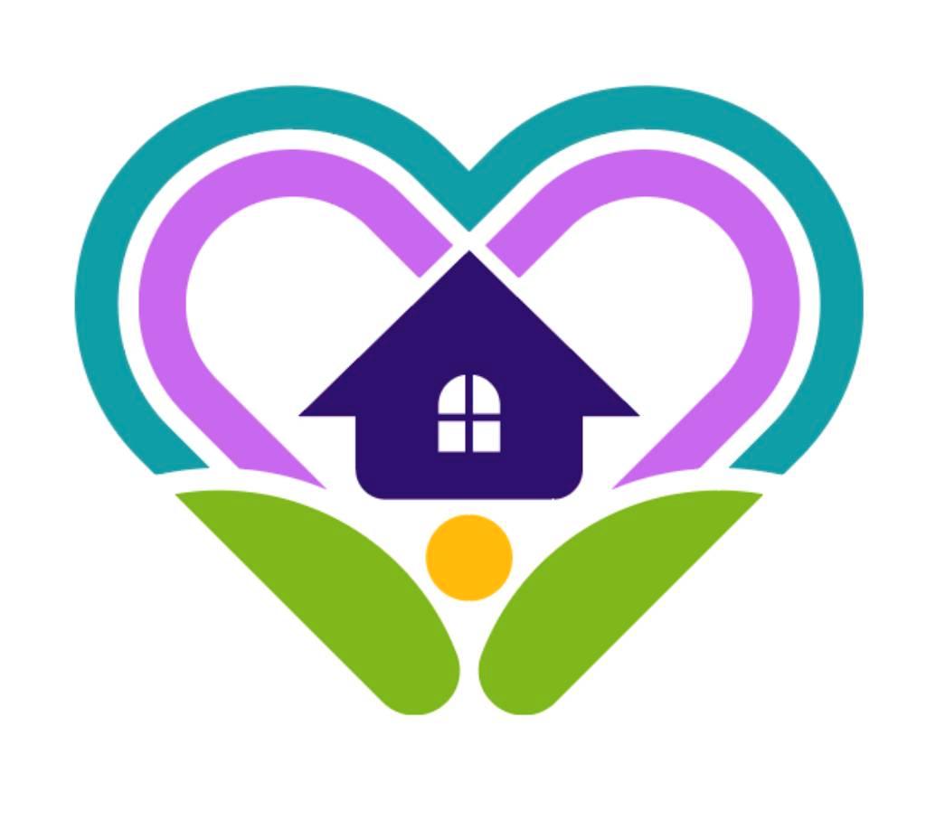 Logo von Haushaltshilfe Bianca – Haus im Herzen mit Händen als Symbol für Unterstützung